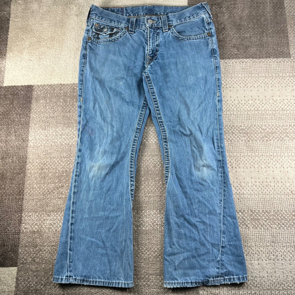 True Religion Joey Bootcut Jeans Blue Denim Made in USA AB-80SHY Mens Size 34